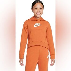 Nike Girls' Sportswear Club Fleece Pullover Hoodie in Burnt Orange